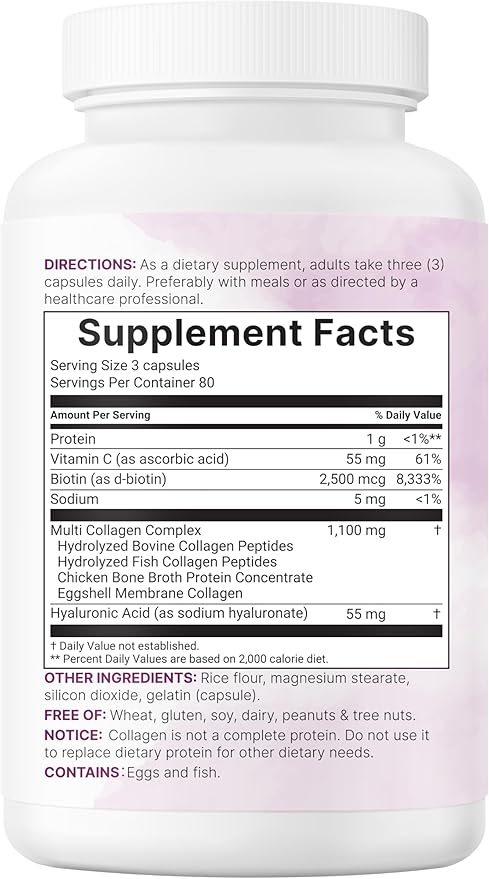 Micro Ingredients 2 Pack Multi Collagen Pills for Women &amp Men 480 Capsules | Type I II III V X | Hydrolyzed Protein Peptides with Biotin Hyaluronic Acid &amp Vitamin C | Keto &amp Paleo F