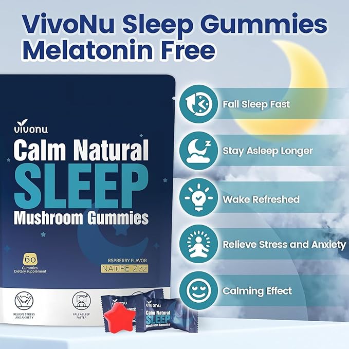 Sleep Gummies for Adults with L-Theanine Magnesium Reishi MushroomValerian Root Passionflower | Non-Habit Forming Sleep Aid | Non-GMO Sleep Gummies Melatonin Free | Raspberry Flavor (180pcs)
