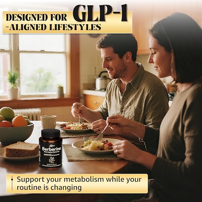 Berberine Supplement with Ceylon Cinnamon Metabolic Support Formula for Daily Balance Liposomal Berberine for GLP-1 Lifestyle Support 600mg Vegan Non-GMO 120 Capsules