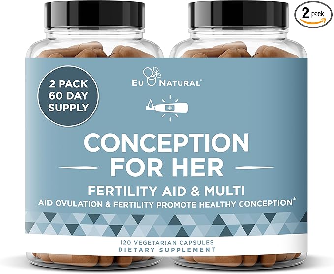 Eu Natural Conception for Her Fertility Supplements for Women - Ovulation Hormonal Balance &amp Regular Cycle Support - Myo-Inositol Folate Folic Acid &amp Vitex - 120 Vegetarian Capsules