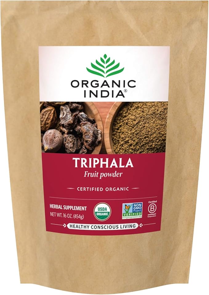 Organic India Triphala - Herbal Supplement with Amla Bibhitaki Haritaki Digestion &amp Colon Support Immune System Support Adaptogen Vegan USDA Certified Organic - 1 lb Bag