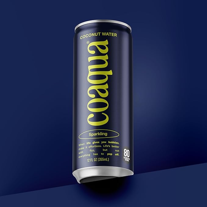 Coaqua Sparkling Coconut Water 12 Pack Natural Electrolytes for Hydration Refreshing Sparkling Electrolyte Drink Pure Coconut Water Not from Concentrate Fat Free 12 Fl Oz Cans