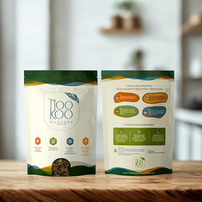 NooKoo Guayusa Loose Leaf Tea – 32oz Organic Caffeine Boost | Smooth Jitter-Free Energy Alternative to Coffee | Antioxidant Herbal Tea for Focus &amp Clarity