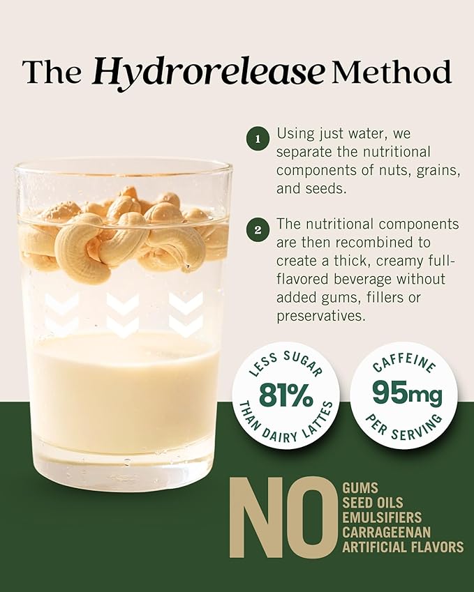 Elmhurst 1925 Caramel Cashew Latte – Plant-Based Vegan Dairy-Free Plant Milk Latte Made of Cashew Milk Cold Brew Premium Arabica with 95mg Caffeine &amp Sweet Caramel Notes – 25.4oz (Pack of 6)