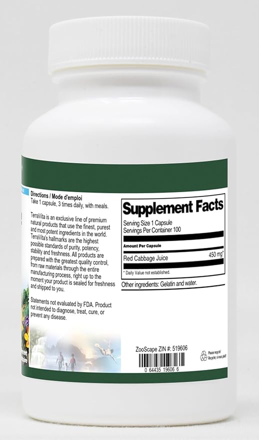 Terravita Red Cabbage Juice - 450 mg (100 capsules ZIN: 519606)