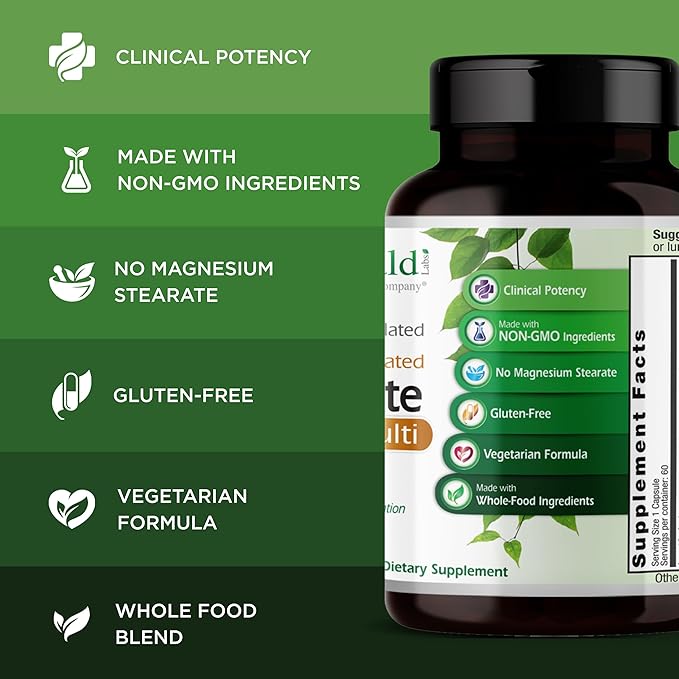 EMERALD LABS Complete 1-Daily Multi - Complete Multivitamin for Men &amp Women with Vitamin C Methylated Folate Whole-Food Blend &amp More for Immune Support Bone Health &amp More* - 60 Vegetabl