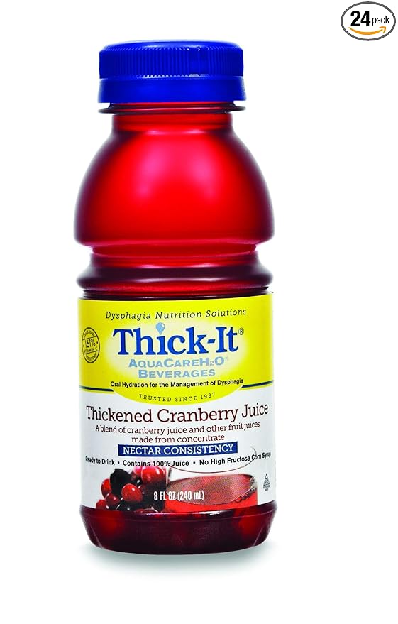 Thick-It AquaCareH2O Thickened Beverage 8 oz. Bottle Cranberry Flavor Ready to Use Nectar Consistency B459-L9044 - Case of 24