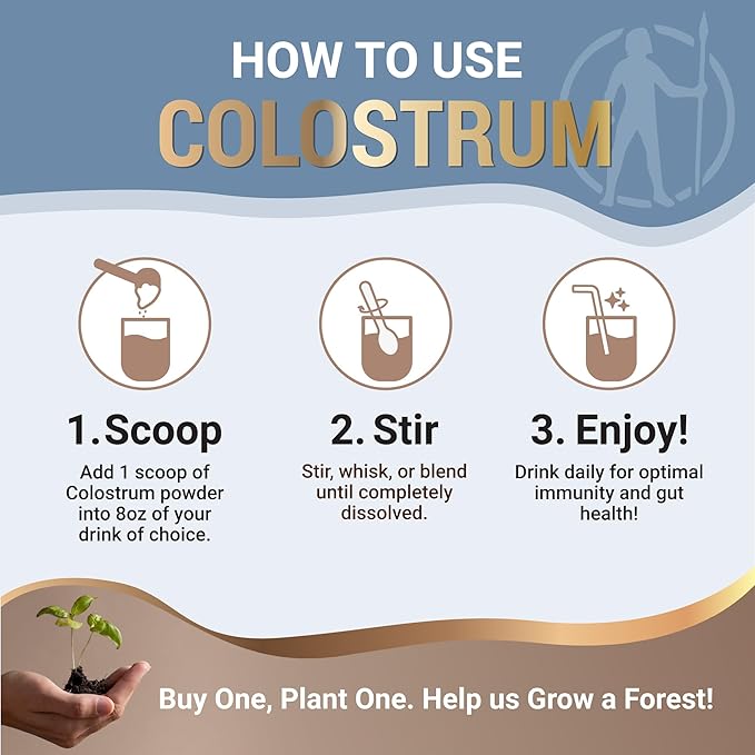 Grass Fed Colostrum Powder Unflavored Bovine Colostrum for Humans Colostrum Supplement Powder for Gut Health Immune Support &amp Muscle Recovery 120 grams Colostrum Powder Grass Fed