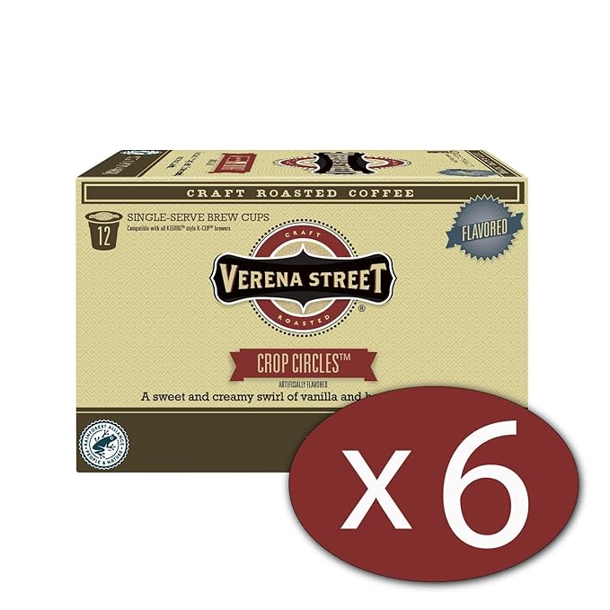 Verena Street Single Cup Pods (72 Count) Flavored Coffee Crop Circles Vanilla Hazelnut Rainforest Alliance Certified Arabica Coffee