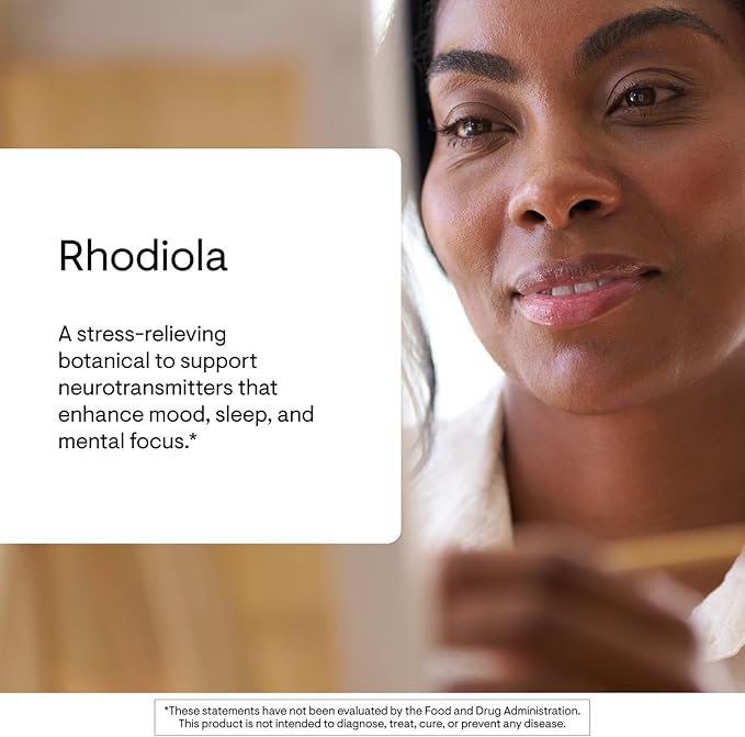 THORNE - Rhodiola - Adaptogenic Botanical Supplement for Stress Relief - Enhances Sleep Mood &amp Mental Focus* - Third-Party Certified - Gluten Dairy &amp Soy-Free - 60 Capsules
