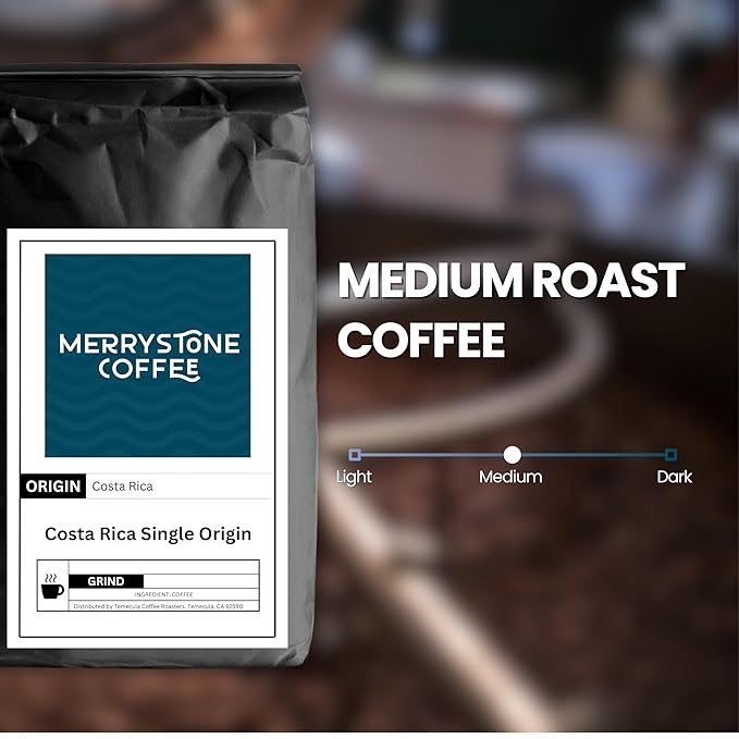 Merrystone Costa Rica Single Origin Medium Roast Roasted to Order 5 Lb Coarse Grind
