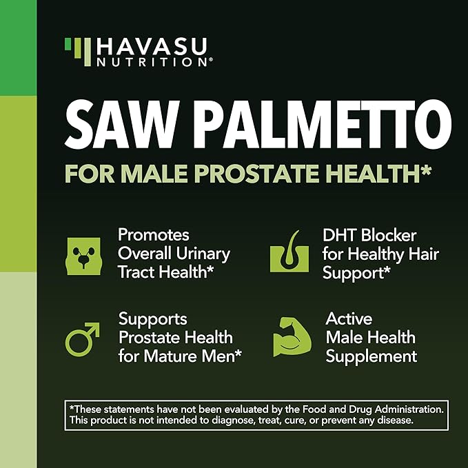Saw Palmetto for Men Prostate Health Supplement to Promote Urinary Tract Function - 500mg Per Serving - 100 Count - DHT Blocker Hair Vitamin - Vegan Non-GMO Capsules Over 3 Month Supply