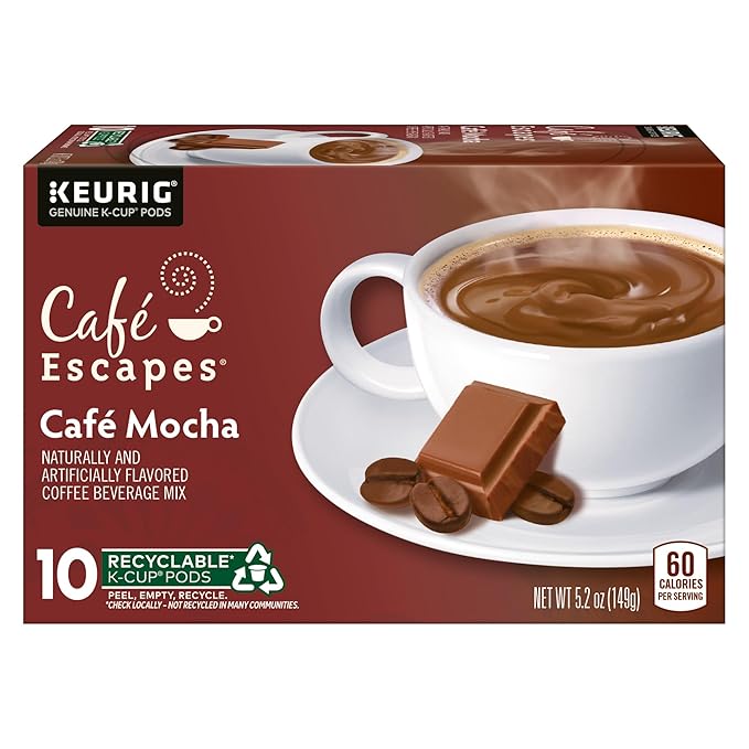 Café Escapes Café Mocha Coffee Beverage Single-Serve K-Cup Pods 60 Count