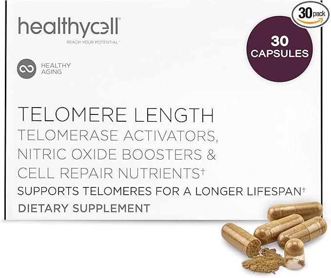 Healthycell Telomere Length Supplement - Anti-Aging Telomere Lengthening Supplements with Phytonutrients &amp Vitamins for Cellular Health - AC-11 Astragalus &amp Resveratrol - 30 Capsules