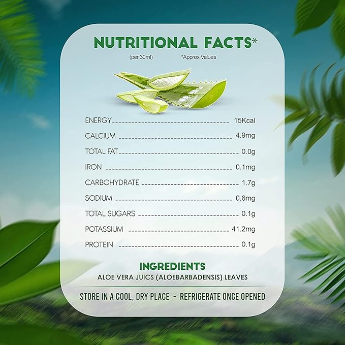 GARDEN OF NUTRITION Herbal and Ayurvedic Aloe Vera Juice | Original Flavour | Rich in Fiber | Natural Juice for Skin Care | No Added Sugar (500ml) PACK OF 1