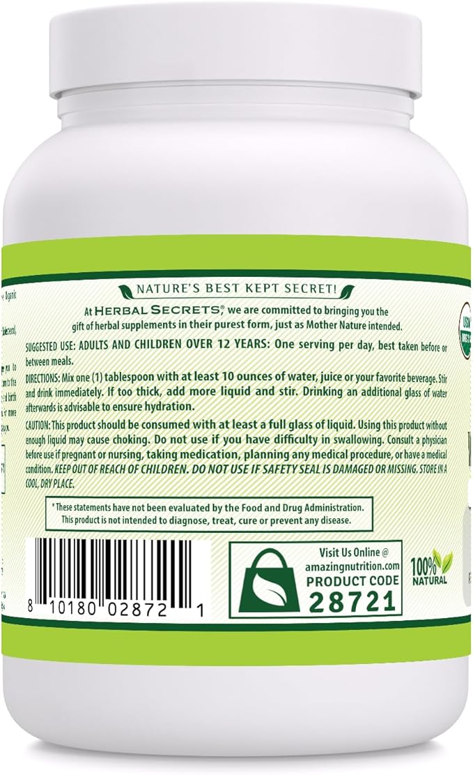 Herbal Secrets Whole Psyllium Husk Powder Supplement | 5 Grams per Serving | Non-GMO | Gluten-Free | Made in USA (16 Oz Pack of 1)