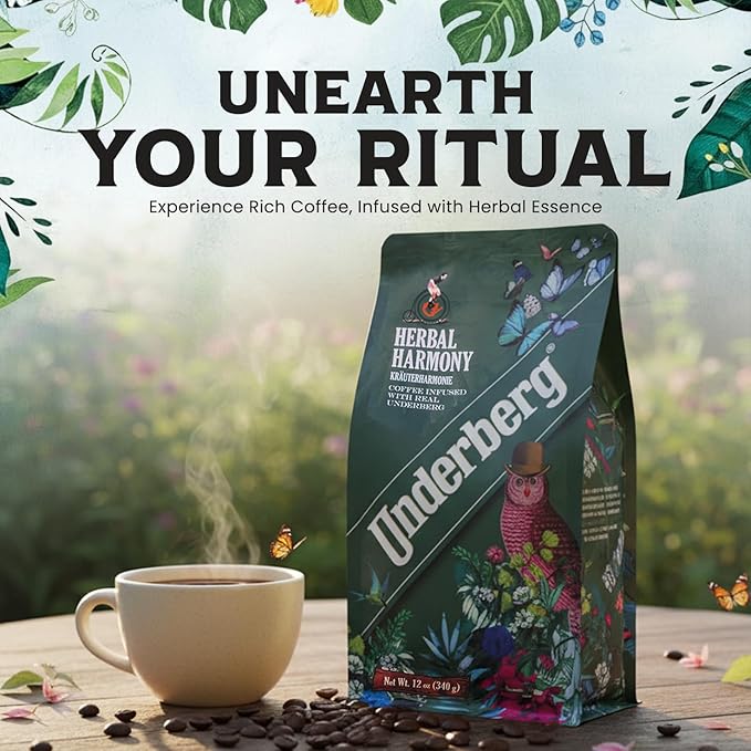 Underberg Herbal Harmony Specialty Coffee 12oz | Sumatran Suka Batek Beans Infused with Real Underberg Bitters | Bold Full-Bodied Flavor with Herbal Notes | Limited Collaboration Roast by Boston Stoke