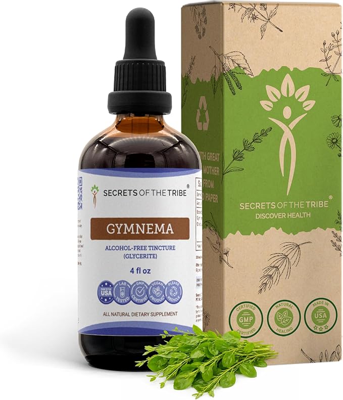 Secrets of the Tribe Gymnema Tincture Alcohol-Free Liquid Extract Gymnema Sylvestre Dried Leaf (4 FL OZ)