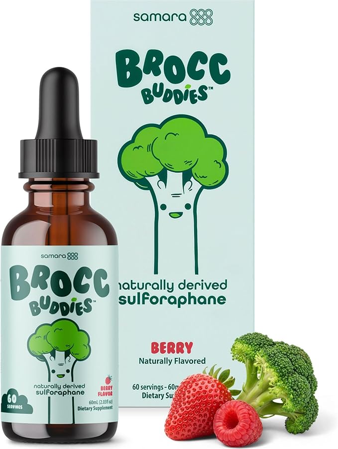 Broccoli Sprouts Sulforaphane Liquid for Kids – Activated BroccoRaphanin + Myrosinase – Broccoli Supplement Sulforaphane Glucosinolate – Brain &amp Mood Support – Berry Flavor – 60 Servings