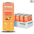 TIDE Yaupon Tea Premium Brewed Clean Energy with 125mg Caffeine - Ginseng Health Drink - Organic Fruit Juice &amp Green Tea - Healthy Morning Boost Beverage Low Calorie Tropical 12 Pack