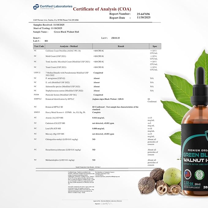 Zenmen Organic Green Black Walnut Hull Tincture - Highly Potent Formula Source of Antioxidants - 2.37 fl oz / 60ml Vegan Manufactured in The USA