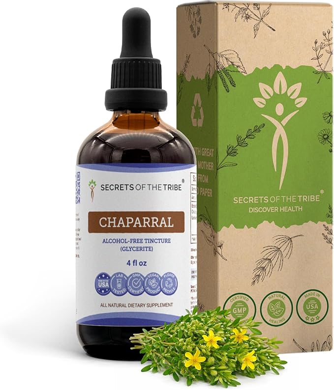 Secrets of the Tribe Chaparral Alcohol-Free Liquid Extract Chaparral (Larrea tridentata) Dried Leaf and Flower Tincture Supplement (4 FL OZ)