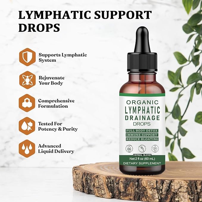 Lymphatic Drainage Drops Lymphatic Support Liquid Drops with Herbal Ingedients Reduce Bloating Full Body Detox &amp Cleanse Promote Circulation Vegan Non-GMO (60ml) (1)