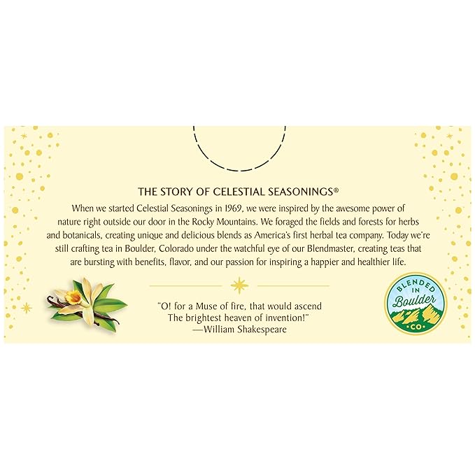 Celestial Seasonings Herbal Tea Fireside Vanilla Spice Caffeine Free 20 Tea Bags (Pack of 6)
