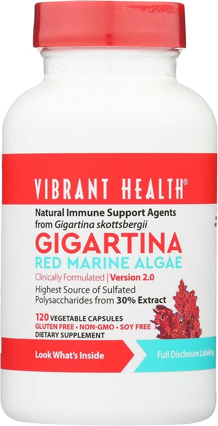 Vibrant Health Gigartina Red Marine Algae Plant-Based Immune Support 60 Capsules