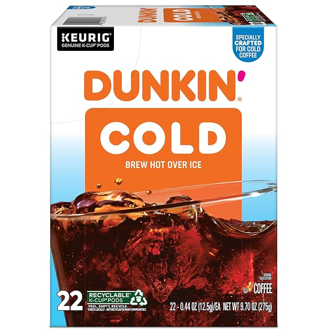 Dunkin' Brew Over Ice Keurig Single Serve K-Cup Pods 4.14 Oz 22 Pods Per Pack Case Of 4 Packs