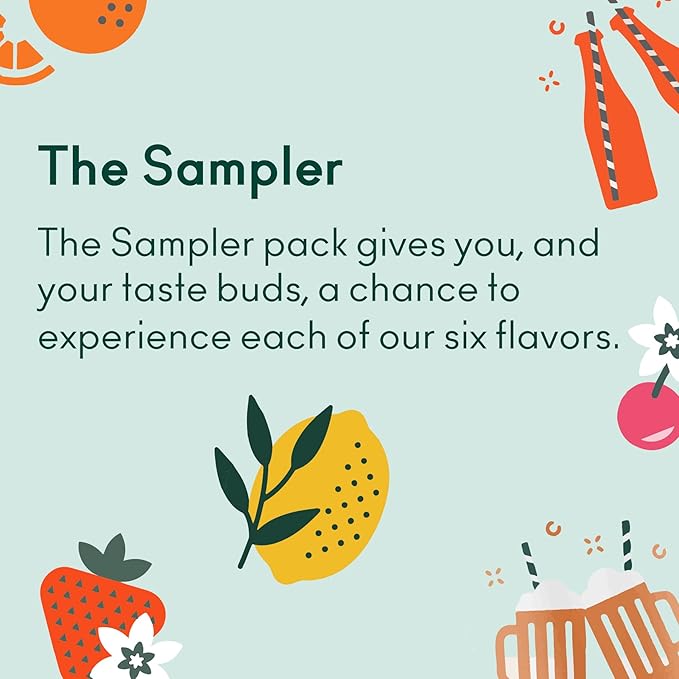 OLIPOP - The Sampler 6-Flavor Soda Variety Pack Healthy Soda Prebiotic Soft Drinks Supports Digestive Health &amp Gut Health High Fiber Low Calorie Low Sugar (12 oz 12-Pack)