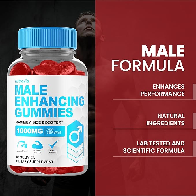 Male Enhancing Supplement Gummies - 6 in 1 Testosterone Booster Gummies for Men Stamina Test Boost Gummy for Men with Horny Goat Weed Tribulus Maca Root Boost Energy Performance (60 Gummies)