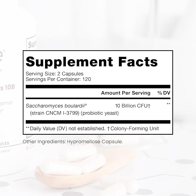 Saccharomyces Boulardii Probiotics 10 Billion CFU - Made in USA | No Fillers Patented Strain: Lynside CNCM I-3799 Probiotics for Men and Women | Pure TheraPro Rx - 240 Capsules