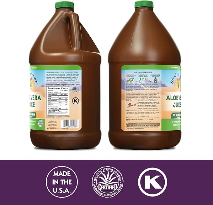 Lily of the Desert Vera Juice - Whole Leaf Filtered Aloe Vera Drink Non-GMO Aloe Juice with Natural Vitamins Digestive Enzymes for Gut Health Stomach Relief Wellness Glowing Skin 128 Fl Oz