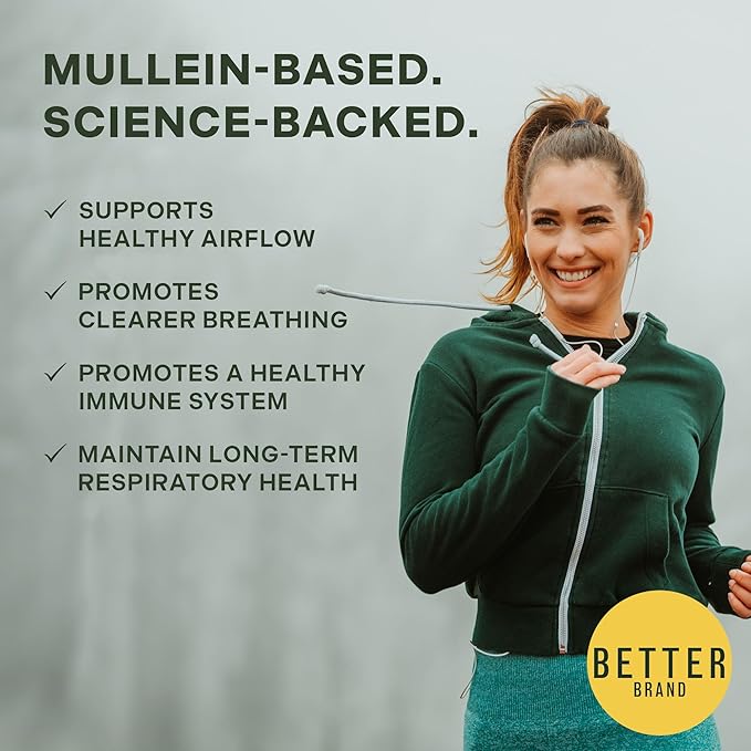 Betterbrand Mullein Chewable Gummies for Lung Cleanse and Detox Respiratory Health Supplement 1000mg Mullein Extract per Serving 60 Gummies - 30 Day Supply - Pear Flavored