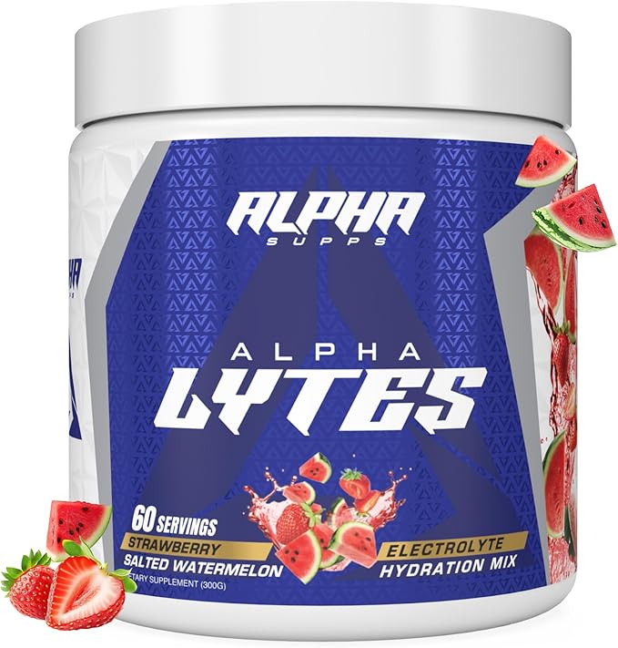 Alpha Lytes - Electrolyte Powder Daily Hydration Drink Mix - Sugar-Free Zero Calorie Instant Formula with Trace Minerals and Antioxidants (60 Servings Salted Watermelon Strawberry)