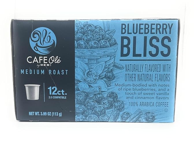 Cafe Ole HEB Single Serve Coffee Pods 12 count - 2 boxes (Blueberry Bliss)
