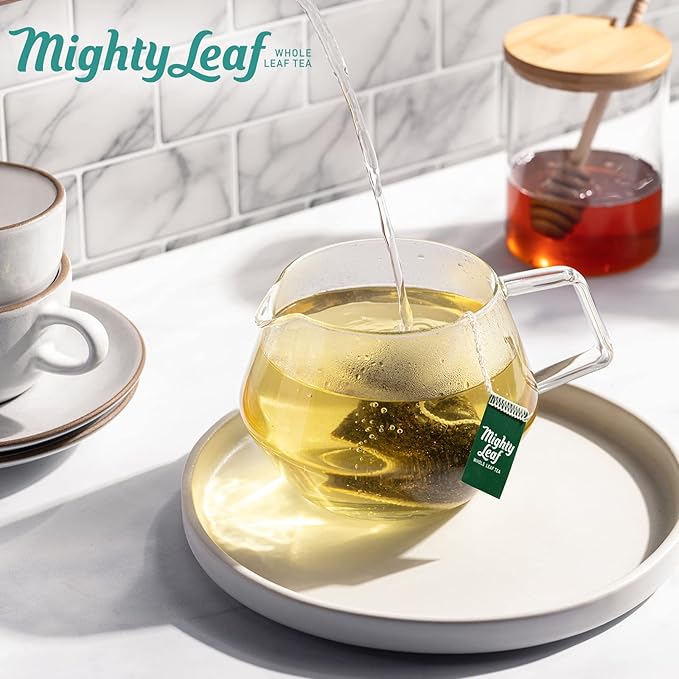 Mighty Leaf Organic Spring Jasmine Green Tea – 1 lb Bulk Loose Leaf Bag – Lightly Caffeinated Premium Whole Leaf Green Tea Naturally Scented with Jasmine Blossoms – Hot or Iced Brewing