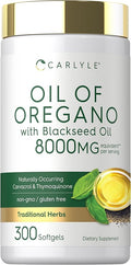 Carlyle Oil of Oregano with Black Seed Oil | 300 Softgel Capsules | Naturally Occurring Carvacrol &amp Thymoquinone Pills | Non-GMO Gluten Free Supplement