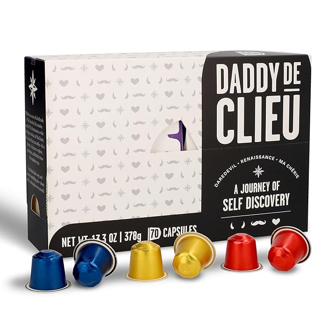 Daddy De Clieu Coffee Pods Discovery Pack Medium to Dark Roast Arabica and Robusta Compatible with Nespresso Original Line Machines Recyclable Aluminum Capsules 70 Count