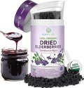 USDA Organic Dried Elderberries 1lb Bulk (Safest Packaging Resealable Bag BPA-Free Scoop) Natural non-irradiated Raw Whole Black Elderberry Immune Support Make Sambucus Elderberry Syrup 1 Pound