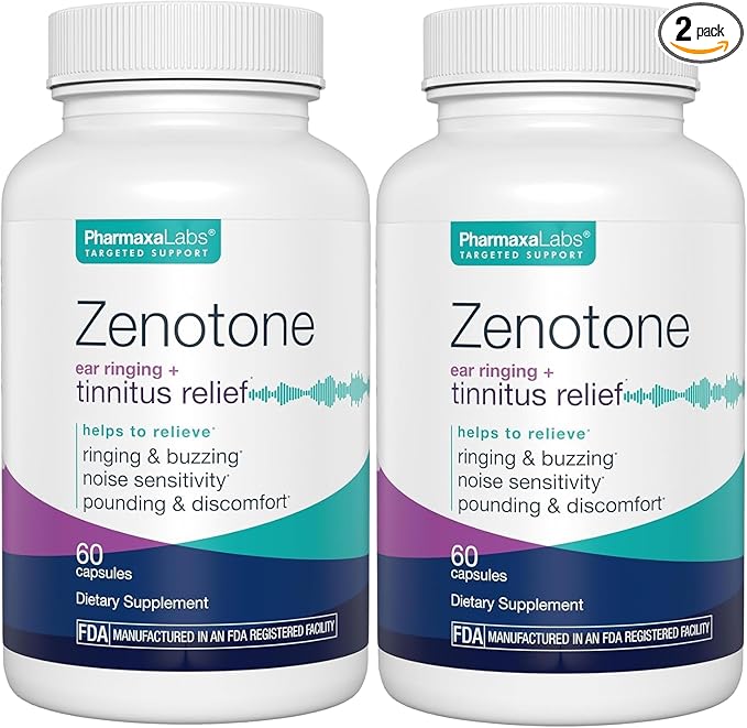 Tinnitus Relief Supplement - Auditory &amp Ear Health Support - Promotes Clear Sound - Aids in Reducing Ringing - Juniper &amp Hawthorn Garlic Hibiscus Vitamin C &amp B - 60 Capsules (Pack of 2)