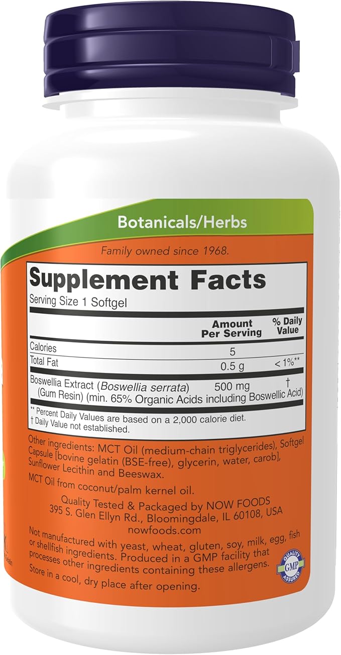 NOW Foods Supplements Boswellia Extract 500 mg in MCT Oil Base Balanced Immune Response* 90 Softgels