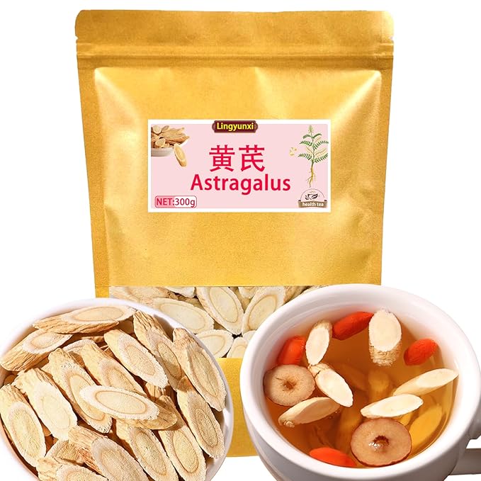 Lingyunxi Astragalus 黄芪 300g Astragalus Root Slices Huang Qi Astragalus Root Tea Grade Chinese Herbal Tea Make Brewing Tea Cooking Soups Congee No Addition 黄芪片