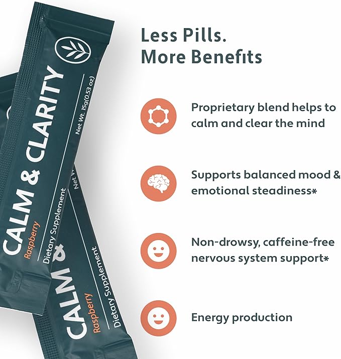 ELVD Calm &amp Clarity Daily Brain Supplements for Memory and Focus &amp Mental Clarity – No-Pill Fast-Acting Liquid Gel with Ashwagandha L-Theanine &amp Taurine – Vegan Gluten-free Non-Drowsy