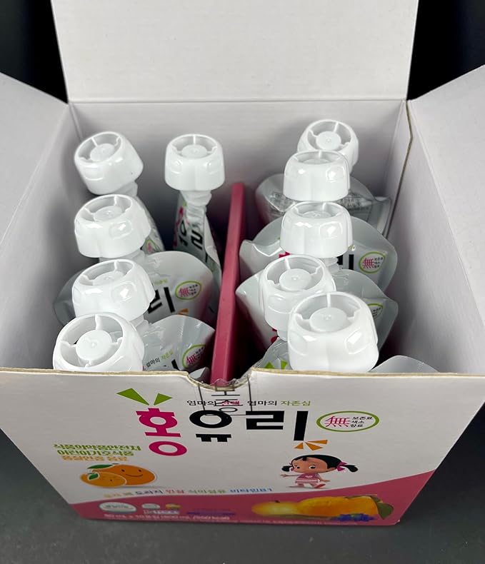 Hong Yuri Korean Children's Mixed Puree Juice Drink 80ml Pouches 10-Pack Box