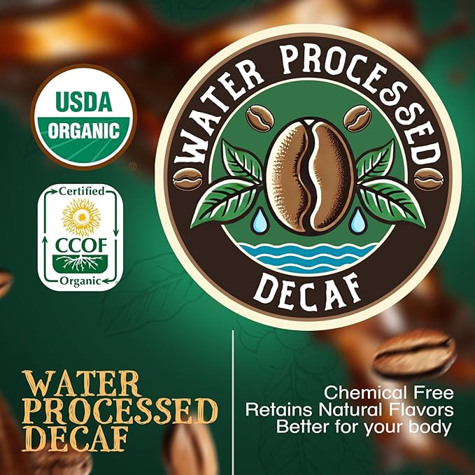 The Bean Organic Coffee Company Water Processed DECAF Pumpkin Spice Medium Roast Ground Coffee 5-Pound Bag Café Molido Tostado Orgánico descafeinado