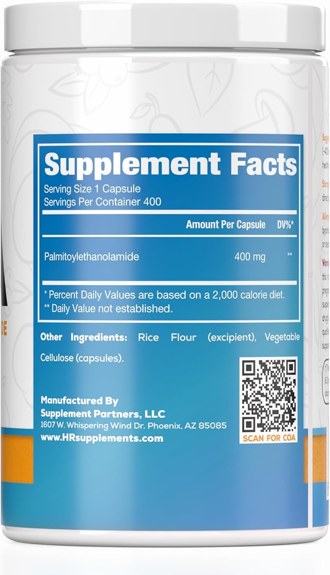 Palmitoylethanolamide Capsules | Pea 400mg | 400 Pill Count | Promotes Natural Inflammation &amp Discomfort Relief