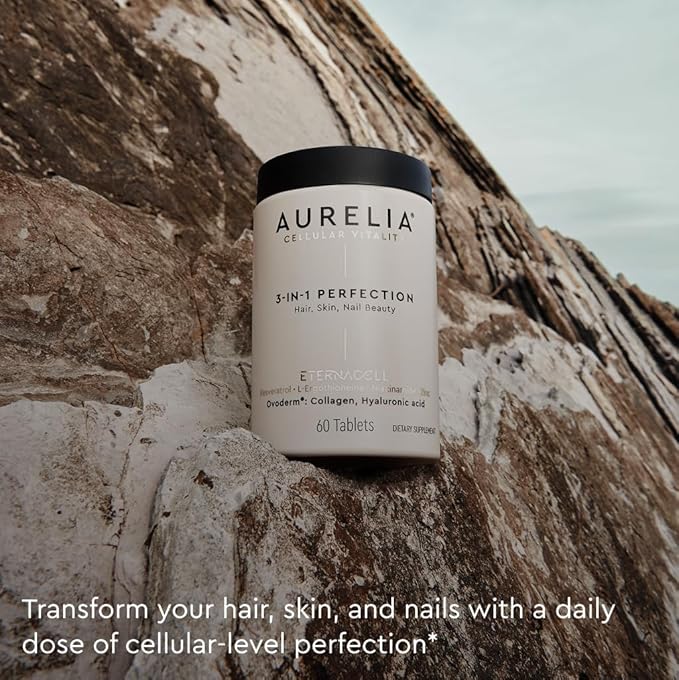 AURELIA 3-in-1 Perfection | Advanced Cellular Anti-Aging Supplement | Boost Collagen Production &amp Strengthen Hair Skin Nails | with Zinc Resveratrol Niacinamide &amp Ergothioneine