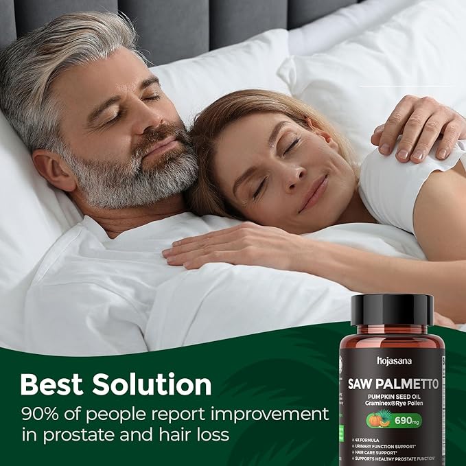 Saw Palmetto for Men Prostate Health Supplement Pharmaceutical Grade - DHT Blocker - Graminex | Pumpkin Seed Oil | Nettle Supports Urinary Function &amp Hair Loss Prevention 60 softgels
